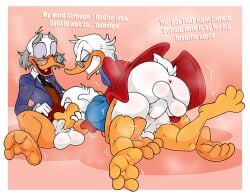 anal anatid anseriform anthro avian balls bird blue_clothing clothing disney donald_duck duck eyewear fellatio genitals glasses group group_sex hi_res humanoid_genitalia incest ludwig_von_drake male male/male mature_male oral penile red_clothing scrooge_mcduck sex spitroast threesome tinydevilhorns trio