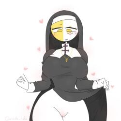 1girls blushing_pussy breasts countryhumans countryhumans_girl holy pussy pussy_blush thick_thighs vatican_city_(countryhumans) white_background white_body xx.canada.xx yellow_body