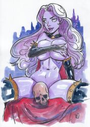 1girls 2023 chaos_comics coffin_comics curvy curvy_female curvy_figure death_(personification) ed_benes_studio female_focus female_only grim_reaper hi_res huge_breasts lady_death long_hair looking_at_viewer queen_of_the_dead seductive_look voluptuous voluptuous_female white_body