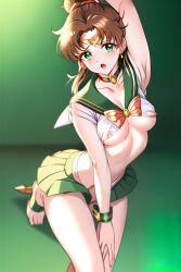 1girls ai_generated bishoujo_senshi_sailor_moon breasts brown_hair brunette clothing earrings erect_nipples erect_nipples_under_clothes female green_background green_eyes makoto_kino miniskirt nipples nipples_visible_through_clothing onlyfakes.ai open_mouth pleated_skirt pooplool revealing_clothes sailor_jupiter sailor_uniform skirt slim_female small_breasts solo solo_female thick_thighs thighs thin thin_waist