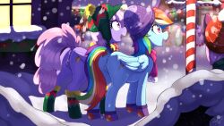 absurd_res animal_genitalia animal_pussy anus ass blue_body blue_feathers duo equid equine equine_genitalia equine_pussy feathers feral friendship_is_magic genitals hasbro hi_res mammal my_little_pony pegasus pussy rainbow_dash_(mlp) replica_(artist) scarf snow snowing wings