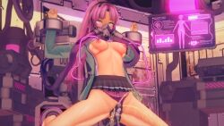 3d breasts eiyuu_densetsu experiment forced forced_orgasm koikatsu machine player1 purple_hair renne_(eiyuu_densetsu) renne_bright scientific_experiment underwear wire