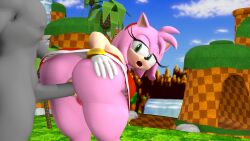 amy_rose anal anal_sex anus asshole bent_over big_ass big_butt clothed dress green_eyes hand_on_butt looking_at_viewer pink_fur pleasure_face presenting_butt presenting_hindquarters seducing smile sonic_(series) sonic_the_hedgehog_(series) theredude upskirt upskirt_sex