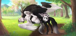 2023 absurd_res alicorn alterion_(alter) animal_genitalia animal_penis animal_pussy anus appaloosa appaloosa_(marking) ass balls bite blush bodily_fluids breast_squish breasts crotchboobs detailed_background digital_media_(artwork) draft_horse duo equid equine equine_anus equine_genitalia equine_penis equine_pussy erection feathered_wings feathers female female_penetrated feral feral_on_feral fjord_horse fur genital_fluids genitals hi_res hooves horn horse kamilazu lying male male/female male_penetrating male_penetrating_female mammal mane markings nipples on_back open_mouth pegasus penetration penile penile_penetration penis penis_in_pussy puffy_anus pussy pussy_juice pussy_juice_string sex spots spread_legs spread_wings spreading squish tail two_tone_tail vaginal_penetration white_body white_fur wings zephyr_(shgold)