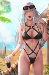 1girls beach bikini_beach elizabeth_bathory_(majo_taisen) female human human_only light-skinned_female light_skin majo_taisen sunglasses swimsuit tagme