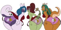 3girls anthro ass big_ass big_breasts big_butt breasts dragon dragonite eyewear female flygon goodra hair lonbluewolf looking_at_viewer maylene_(aj_the_flygon) multiple_girls nintendo panties pokémon_(species) pokemon pokemon_(species) simple_background thick_thighs wide_hips