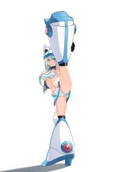 1girls absurd_res ass big_breasts blue_eyes cleavage cyan_eyes female hi_res ico_(mega_man) legs_up mega_man mega_man_x_dive popo_(popo0cat) pose reploid robot_girl short_hair silver_hair solo swimsuit swimsuit_ico_(x_dive) underwear