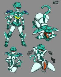 armor armored_female cat_girl cat_tail cum cybertronian enbiarts futanari lyzack multiple_penises robot_girl transformers