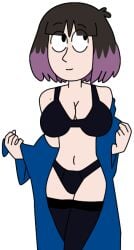 black_eyes black_hair ec-707 hilda_(series) kaisa_(hilda) pale-skinned_female purple_hair transparent_background two_tone_hair