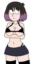 black_eyes black_hair ec-707 hilda_(series) kaisa_(hilda) pale-skinned_female purple_hair transparent_background two_tone_hair