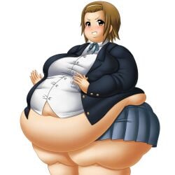 bbw belly_overhang big_belly big_female blush chubby chubby_female fat fat_female fat_fetish fat_girl fat_legs fat_woman fatty huge_belly k-on! large_female obese obese_female overweight overweight_female plump pork_chop ritsu_tainaka_(k-on!) thick_thighs