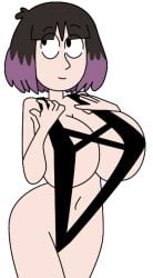 black_eyes black_hair ec-707 hilda_(series) kaisa_(hilda) pale-skinned_female purple_hair transparent_background two_tone_hair