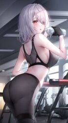 arms ass breasts character_request eyes face female full_body gym hair humanoid legs limbs long_hair oyuwari sportswear tagme