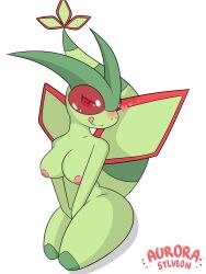 anthro artist_name aurorasylveon blush breasts female female_only flygon heart heart-shaped_pupils looking_at_viewer nipples pokémon_(species) pokemon pokemon_(species) simple_background tail thick_thighs tongue_out wings