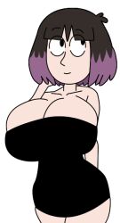 black_eyes black_hair ec-707 hilda_(series) kaisa_(hilda) pale-skinned_female purple_hair transparent_background two_tone_hair