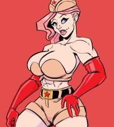 abs big_breasts communism communist curvaceous female insomniacpen meet_'n'_fuck_games meet_and_fuck milf muscle_girl muscular_female natalya_knocckerz_(character) pink_hair pinup red_russian red_star russian sex voluptuous