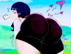 1girls ass ass_focus ass_up bent_over clothing dragon_ball dragon_ball_z female female_only heart looking_back looking_down motion_lines solo spicybeef sweat twintails videl