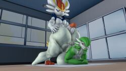 1boy 1girls 3d 3d_(artwork) all_fours anthro ass_bigger_than_head ass_up assjob barefoot big_butt buttjob cinderace completely_nude completely_nude_female doggy_style female from_behind from_behind_position full_body furry furry_male gardevoir half-closed_eyes huge_ass humanoid ironhawk male naked naked_female nude nude_female outercourse pokémon_(species) pokemon pokemon_(species) smile