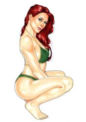 1girls 2d 3d ass bikini green_eyes jean_grey marvel marvel_comics marvel_girl phoenix_(x-men) red_hair white_background x-men