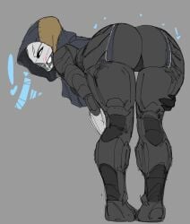 1girls ass bending_forward bending_over bent_over big_ass big_butt blush blush_lines bodysuit bubble_ass bubble_butt bungie cameltoe clothed clothes clothing dare_to_exist destiny_(game) exclamation_point exo exo_stranger female female_only heart looking_at_viewer looking_back mask presenting presenting_ass presenting_butt presenting_hindquarters rear_view solo thick_thighs thighs