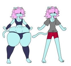 covered_eyes cyan_fur femboy furu_flami furu_ice gray_shirt hips humanoid long_socks no_humans no_shoes non-human non-human_only original original_character panties pink_hair png red_shorts reference_image reference_sheet twitter_username white_background wide_hips