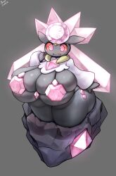 blush bra diamond_(gem) diancie gem gipehtyboon golem grey_body large_ass large_breasts mineral_fauna mineral_humanoid nintendo no_humans open_mouth pink_diamonds pokémon_(species) pokemon red_eyes rock_creature rock_humanoid stone_body stone_skin sweatdrop thick_thighs yboon