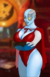 alien alien_girl alien_humanoid alien_only bald bald_female big_ass big_breasts big_butt black_eyebrows black_eyelashes black_glove blue_eyes blue_lips blue_skin blue_skinned_female cosplay cybernetic_arm cybernetic_eye cybernetic_limb cybernetics cyborg cyborg_girl edit edited fat_ass fat_butt fat_thighs female flick guardians_of_the_galaxy halloween halloween_costume humanoid large_ass large_breasts large_butt leather_gloves leotard marvel marvel_comics mechanical mechanical_arm mechanical_eye metal_arm nebula_(marvel) partially_clothed red_cape red_clothing red_leotard scarlet_witch_(cosplay) solo solo_female spandex spandex_clothing spandex_leotard spandex_suit thick_ass thick_thighs tight_clothes tight_clothing tight_fit wide_hips yellow_eyes