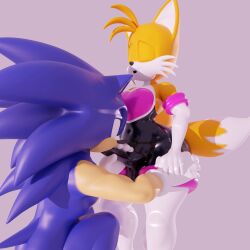 2boys 3d 3d_(artwork) blowjob crossdressing duo eggsaladsandwich fellatio femboy fox gay gloves handjob hedgehog latex latex_gloves male male/male male_only sonic_(series) sonic_the_hedgehog standing tails yaoi