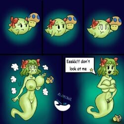 big_breasts boo_(mario) bouncing_breasts dialogue ghost_girl lady_bow lbanano0206 mario_(series) paper_mario transformation