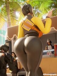 1boy 3girls ass ass_focus big_ass big_butt bubble_butt butt_focus clothed clothing d'ark_(fortnite) doonography female female_focus fortnite fully_clothed male marigold_(fortnite) supersonic_(fortnite) wide_hips