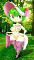 1girls 2023 2d alien alien_girl big_breasts blue_eyes breasts cosmo_the_seedrian cosplay crossover crossover_cosplay fashionable_style_gardevoir fashionable_style_gardevoir_(cosplay) female female_only flower_in_hair forest gardevoir gardevoir_(cosplay) green_hair huge_breasts mostly_nude navel nintendo nipples no_bra no_panties park partially_clothed plant_girl pokemon pokemon_(species) pokemon_unite pussy seedrian sega sonic_(series) sonic_the_hedgehog_(series) sonic_x stockings superstarplasma