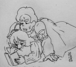 1boy 1girls connie_maheswaran female implied_sex male male_and_female_focus multitasking reading reading_book sporeshoot33 steven_quartz_universe steven_universe straight teenager wholesome