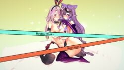 3d 3d_(artwork) alternate_breast_size artist_request bunny_ears cat_ears crossover hololive hololive_gen_2 hololive_japan horns koikatsu nakiri_ayame nijisanji oni rindou_mikoto source_request virtual_youtuber vtuber