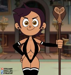 1girl 1girls 2023 2023s accurate_art_style areola areola_slip areolae areolae_slip belly_button big_breasts breasts brown_eyes brown_hair clothing dark-skinned_female dark_skin disney disney_channel ear_piercing edit edited edited_image edited_screencap eyelashes female female_focus female_only hair huge_breasts human human_female latina luz_noceda navel piercing screencap screencap_edit screenshot screenshot_edit short_hair smile steca the_owl_house thelazyart thick thick_legs thick_thighs thighs wide_hips