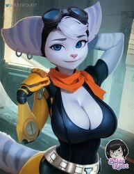 1girls ai_generated big_breasts breasts bulge_quest cleavage female female_only furry huge_breasts large_breasts ratchet_and_clank ratchet_and_clank:_rift_apart rivet_(ratchet_and_clank) smile solo solo_female solo_focus tagme