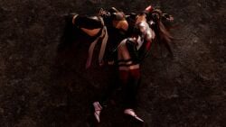 3d ahe_gao ayane_(doa) dead_or_alive dead_or_alive_5 defeated kasumi_(doa) kktzane knocked_out kunoichi ninja ryona unconscious white_eyes