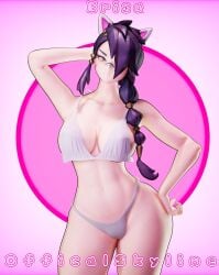 3d 3d_(artwork) big_breasts black_hair cat_ears catgirl erisa_(fortnite) fortnite officalskyline skyline thighs underwear white_panties wide_hips x_redeyes