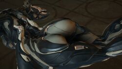 1girls 3d ass ass_focus female female_only game_cg laying laying_down laying_on_ground robot_girl ryona screen_capture screencap screenshot solo solo_female thick_thighs warframe warframefun wisp_(warframe)