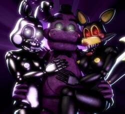 3d 4k animatronic bear black_body black_bowtie black_eyes black_top_hat bunny bunny_ears bunny_girl bunny_tail dark_mangle_(fnaf) disboi215 female five_nights_at_freddy's five_nights_at_freddy's_2 five_nights_at_freddy's_3 fnaf fox fox_ears fox_girl fox_tail glowing_eyes highres lipstick looking_at_viewer mangle_(fnaf) purple_body rabbit rabbit_ears rabbit_girl rabbit_tail red_cheeks red_eyes red_lipstick robot rosy_cheeks rwqfsfasxc_(five_nights_at_freddy's) rwqfsfasxc_(fnaf) sfm shadow_bonnie shadow_bonnie_(fnaf) shadow_freddy shadow_freddy_(fnaf) sharp_teeth source_filmmaker straight threesome trio white_cheeks white_eyes white_nipples yellow_body yellow_nipples zajcu37 zangle_(fnaf)