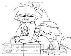2boys 2d_animation alternate_species anal animated anthro ass big_butt box canid canine canis clothed clothing container duo elliot_(forsaken) food forsaken_(roblox) frame_by_frame furrification furry furry_male game_ui gameplay_mechanics gay gif gui hat headgear headwear health_bar hud icon kevin_(nyanwolf) male male/male male_only mammal monochrome nude nyanwolf oral partially_clothed pizza rimming roblox roblox_game sex tail tail_grab tenacio timer toothy_grin wolf yaoi yiff
