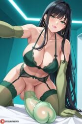 1futa ai_generated armpits ass balls big_balls big_breasts biting_lip black_hair black_haired_futa bra breasts cleavage condom condom_on_penis crotchless_g-string curvy deep_cleavage dick dickgirl elbow_gloves erect_penis erection female foreskin futa_only futadom futanari g-string garter_belt green_eyes green_lingerie green_stockings horny horny_futa huge_breasts intersex large_breasted_futa large_breasts large_penis light-skinned_futa light_skin lingerie long_penis looking_at_viewer luvnari nude panties penis realistic_breast_size skinny_futa solo solo_futa standing stockings taker_pov uncircumcised uncut veins_on_dick veiny_penis