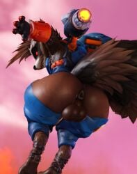2025 3d_(artwork) 4_fingers anthro anus ass backsack balls ballsack big_balls big_butt big_tail black_nose blue_clothing blue_topwear bottomless bottomless_anthro bottomless_male bottomwear brown_body brown_fur brown_hair butt_focus clothed clothing cloud digital_media_(artwork) ear_piercing ear_ring empty_eyes explosion exposed_butt fangs feet fingers fire flying fur genitals gloves guardians_of_the_galaxy hair handwear hi_res hindpaw jet_pack jumpsuit light looking_at_viewer looking_back male mammal markings marvel marvel_comics marvel_rivals midair mohawk orange_clothing orange_gloves orange_handwear pants paws perineum piercing pink_sky presenting presenting_hindquarters procyonid puffy_anus raccoon rear_view red_eyes ring_(marking) ring_piercing ringed_tail rocket_raccoon sharp_teeth short sky solo spiked_gloves spikes standing striped_markings striped_tail stripes sunlight sunset surprised surprised_expression surprised_face tail tail_markings teapot_(body_type) teeth thick_tail thick_thighs topwear torn_bottomwear torn_clothing torn_jumpsuit torn_pants wardrobe_malfunction wide_hips willie_piv