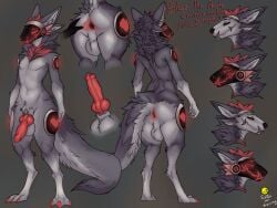 absurd_res alexen_0 animal_genitalia animal_penis anthro anus ass backsack balls black_screen black_visor blizz_(blizztheproto) canine_genitalia canine_penis colored_nails digital_drawing_(artwork) digital_media_(artwork) femboy finished_commission fur gaping genitals glowing glowing_highlights grey_body grey_fur hi_res highlights_(coloring) hybrid knot knotted_penis machine male male_focus male_only model_sheet nails penis protogen protogen_visor red_display red_genitals red_highlights red_light red_nails red_penis sergal sheath solo spread_anus spread_butt spreading triangle_anus white_body white_fur