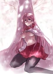 1girls breasts female lucky_star miyuki_takara negresco school_uniform skirt tagme