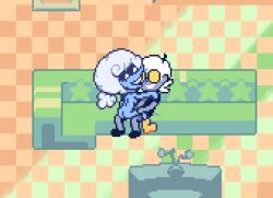 accurate_art_style animated blue_skin cowgirl_position deltarune deltarune_chapter_3 elnina_(deltarune) lisnotsfw on_couch pixel pixel_animation pixelated white_hair
