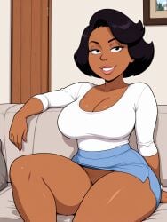 ai_generated big_ass big_breasts big_butt breasts cartoon cartoon_character cartoon_milf cartoon_mom cleavage donna_tubbs family_guy female indoors mature_female mature_woman milf mommy mother no_panties resting robotkesh seductive seductive_look seductive_smile sitting solo solo_female teasing thick_thighs upskirt wide_hips