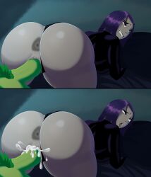 1boy 1boy1girl 1girls 2d 2d_(artwork) 2koma ahe_gao anus ass ass beast_boy commission cum cum_in_pussy cum_in_pussy cum_inside dc_comics doggy_style gray_skinned_female green_skin green_skinned_male grey_skin leotard_aside male_pubic_hair on_bed penetration penis penis_in_pussy pubic_hair purple_hair purple_hair_female pussy raven_(dc) scrabble007 sex teen_titans unseen_male_face vagina vaginal_creampie vaginal_penetration vaginal_penetration vaginal_sex