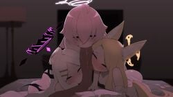 1boy 3girls animal_ears animated animated armwear ass balls balls_sucking big_penis blonde_hair blowjob blue_archive blue_eyes blush collaborative_fellatio cum cum_in_mouth dark-skinned_male dark_skin fellatio female fffm_foursome foursome fox_girl functionally_nude glowing hair_between_eyes hair_ornament halo hand_on_chest heterochromia hina_(blue_archive) horn hoshino_(blue_archive) licking licking_penis light-skinned_female light_skin looking_at_viewer loop male multiple_girls nude one_eye_closed oral orange_eyes penis pink_hair pov purple_eyes seia_(blue_archive) sucking tail tongue tongue_out triple_fellatio uncensored veiny_penis white_hair yellow_eyes yulnux
