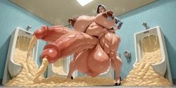 1futa 1girls ai_generated bathroom blush breasts cum_in_urinal cum_logs cum_pile dark_lipstick diphallia diphallism ejaculation eyeshadow female futanari gigantic_breasts gigantic_penis gray_hair high_heels hoop_earrings huge_cock hyper_penis intersex lipstick makeup mature_female milf multi_genitalia multi_penis muscular muscular_female nipple_piercing nipple_rings penis pubic_hair sole_female thick_cum urinal very_thick_cum