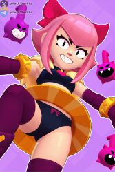 3d ai_generated brawl_stars breasts female hackwork melodie_(brawl_stars) pink_hair pussy skirt supercell